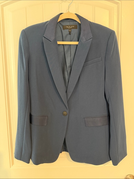 rag & bone Jackets & Blazers - rag & bone Men’s Slate Blue Single-Button Blazer